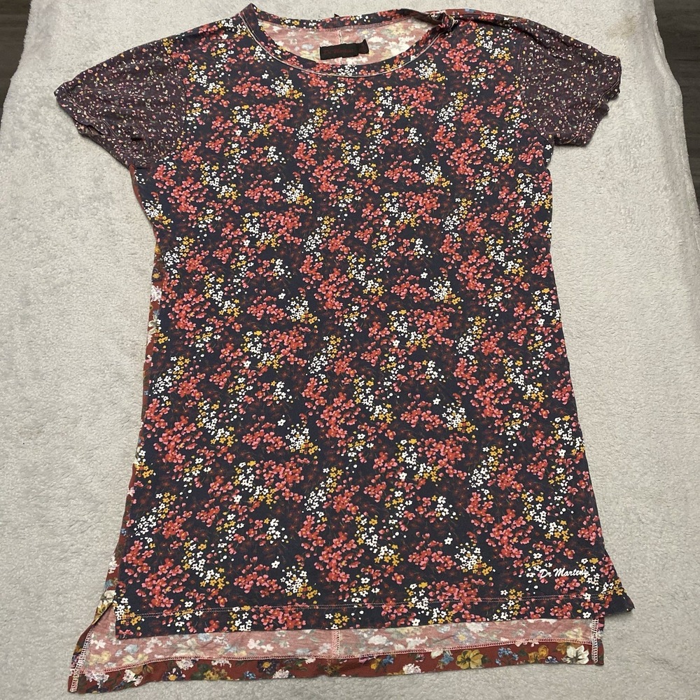 Dr Martens T Shirt‎ Womens Medium Floral Print AirWair Tag Tencel Cotton Blend
